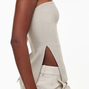 Babaton Aritzia sculpted strapless Stylish Knit Top matte pearl m new with tags